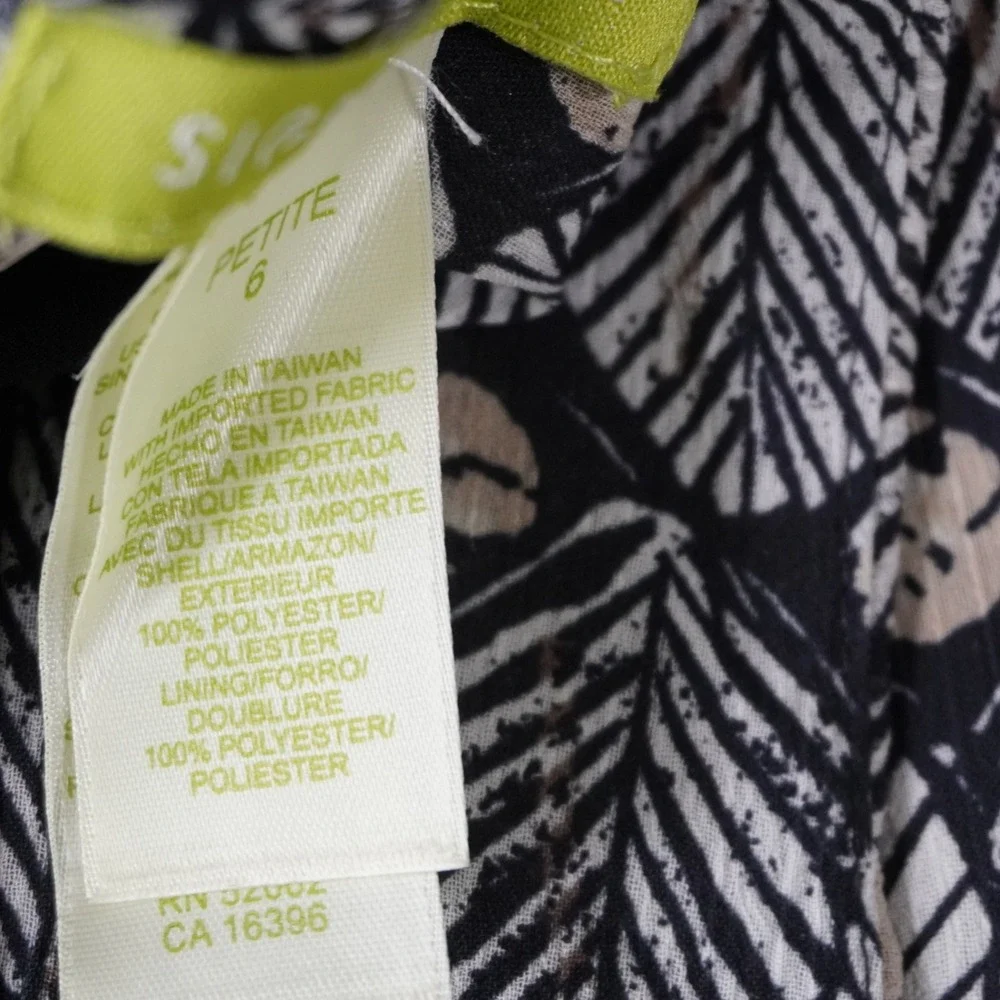 Sigrid‎ Olsen Petite Skirt A Line Leaf Print Black Beige Womens Size 6
